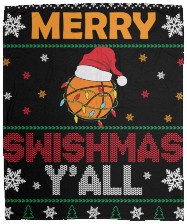 MERRY SWISHMAS - PLUSH FLEECE BASKETBALL Blanket