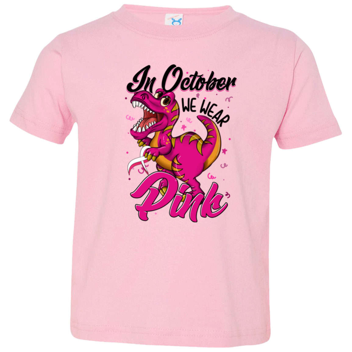 Dinosaur In October We Wear Pink Breast Cancer Awareness