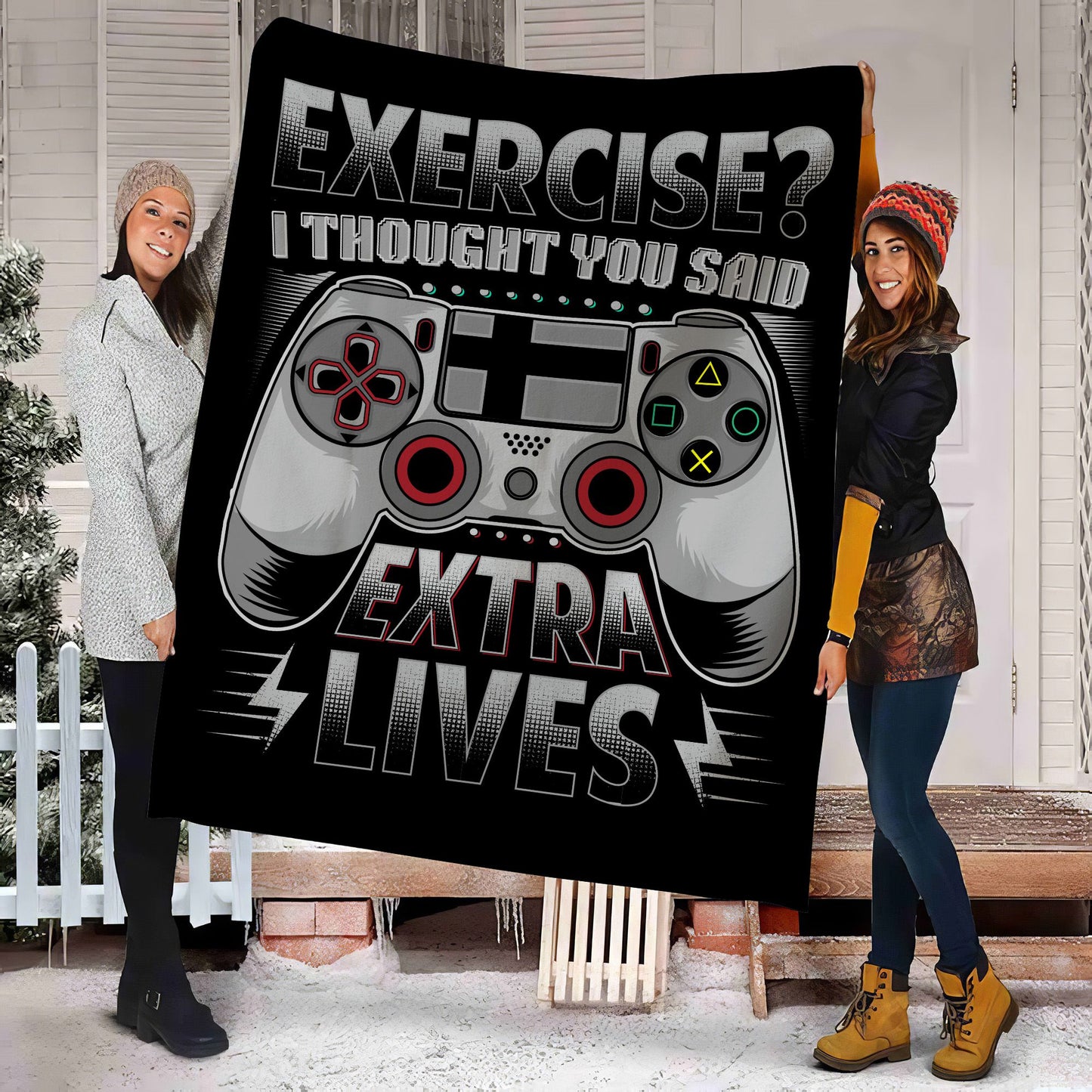 Video Game- Exercise i thought you said Extra Lives- Plush Cozy Blanket 30x40