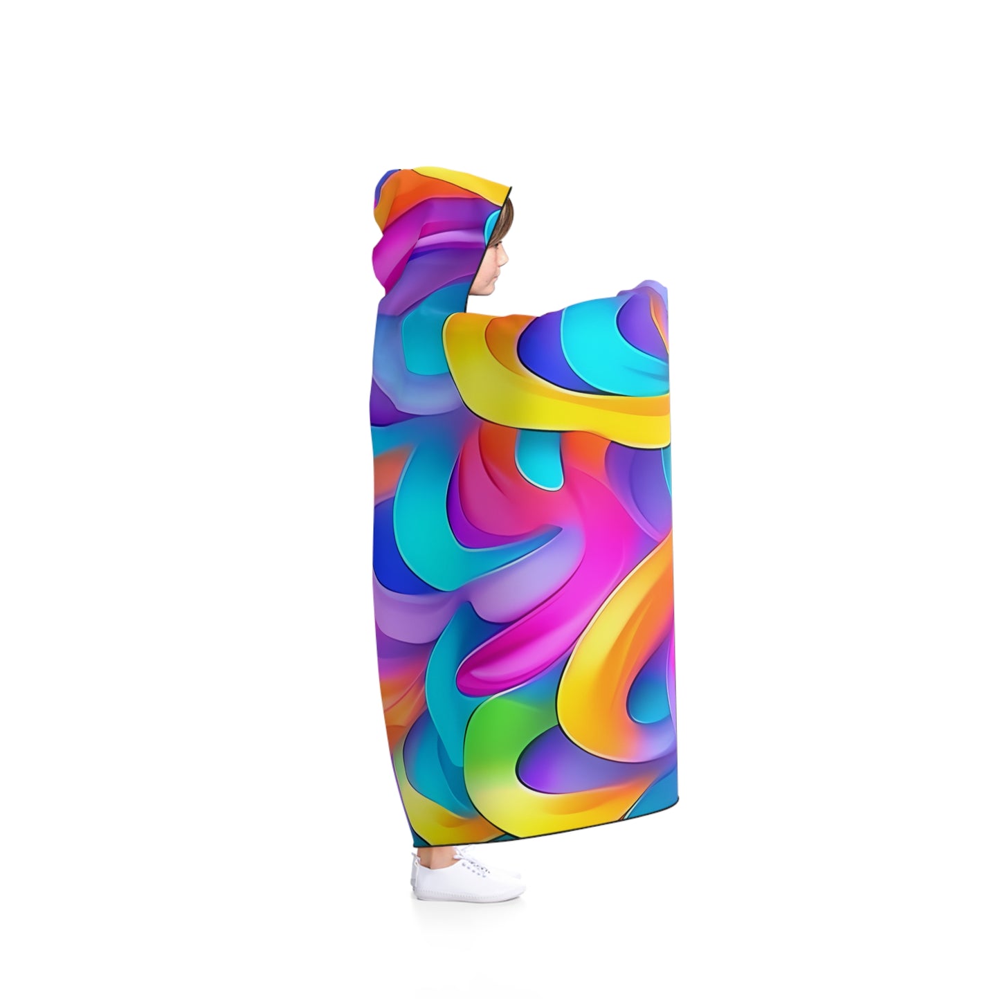 3D Colorful Pattern Hooded Blanket