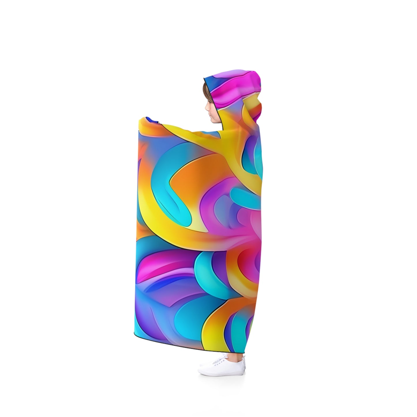 3D Colorful Pattern Hooded Blanket