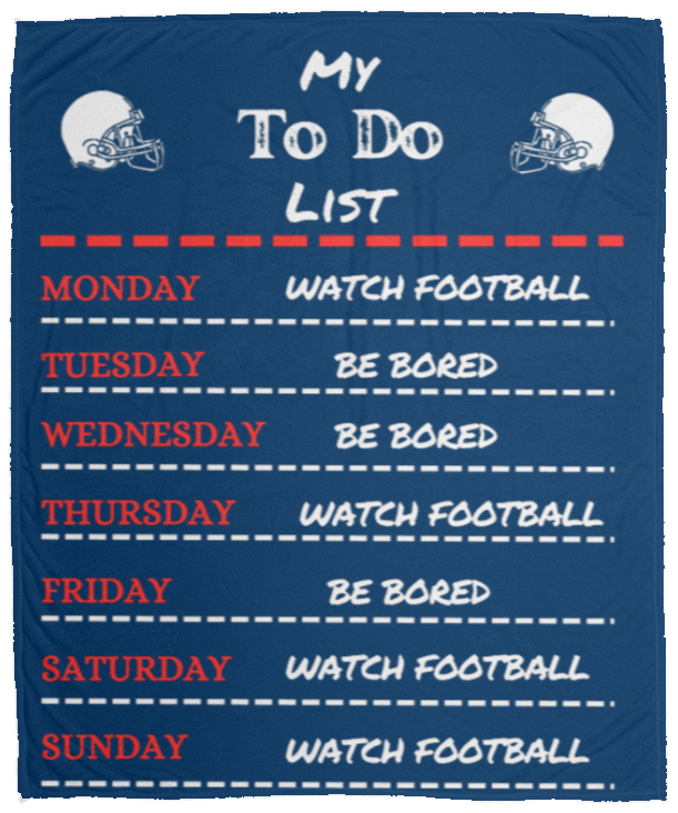 Weekly to do List Football Theme Blanket-Cozy Plush Fleece Blanket