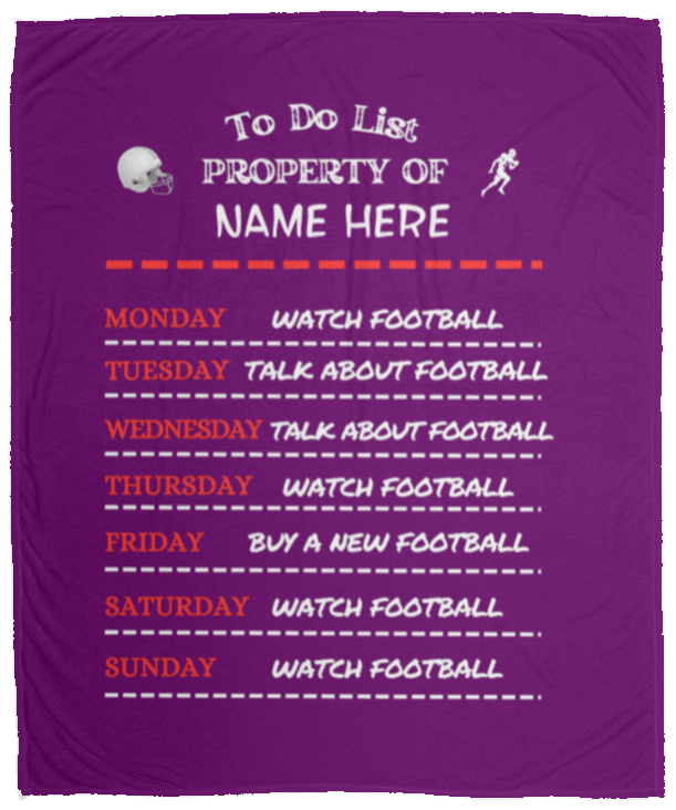 Customized Funny Football To Do List -Cozy Plush Fleece Blanket - 50x60