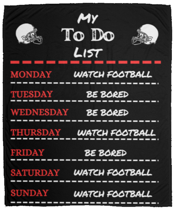 Weekly to do List Football Theme Blanket-Cozy Plush Fleece Blanket