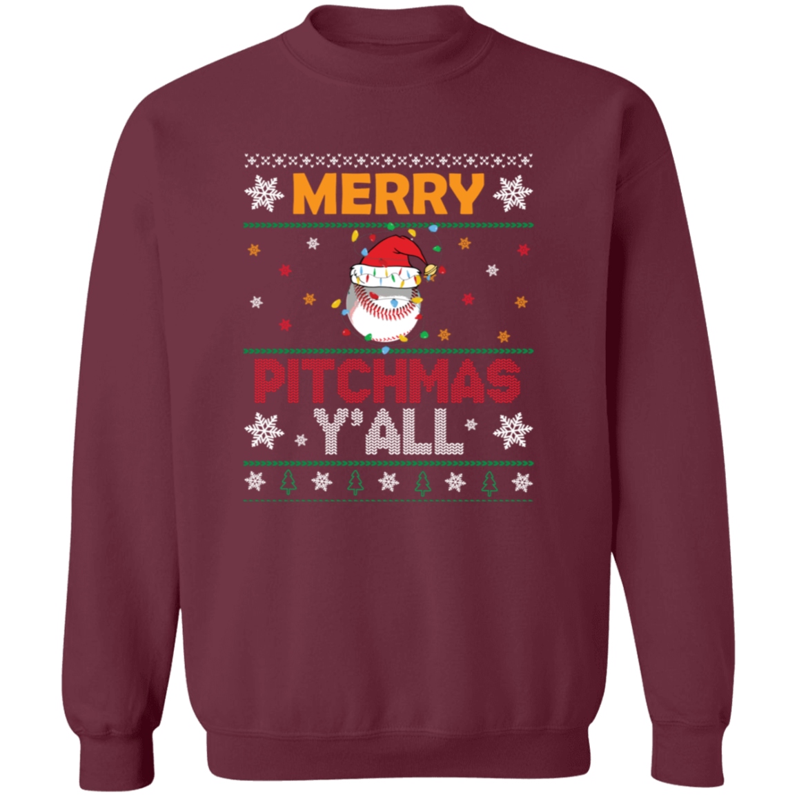 Merry Pitch-Mas Baseball Crew Neck SweatShirt