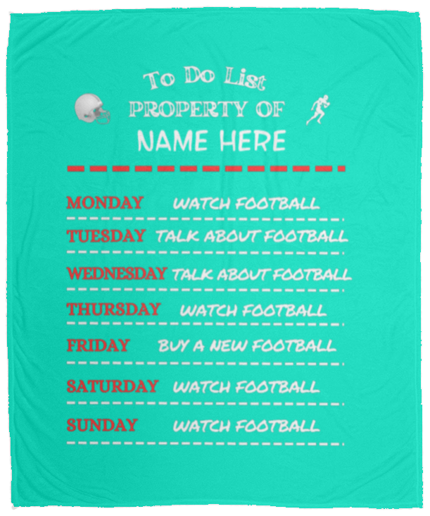 Customized Funny Football To Do List -Cozy Plush Fleece Blanket - 50x60