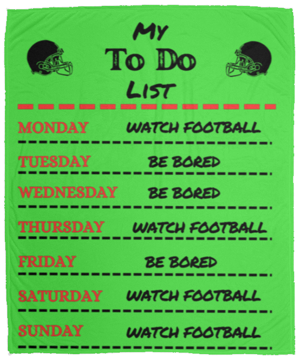 Weekly to do List Football Theme Blanket-Cozy Plush Fleece Blanket