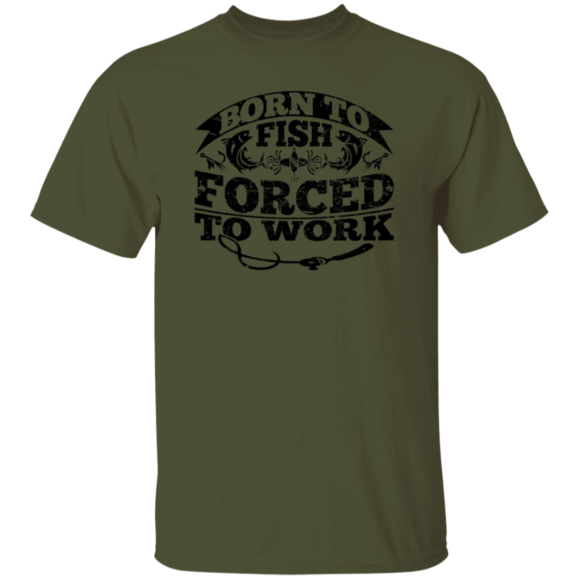 Born To Fish Forced To Work V2-T-Shirt