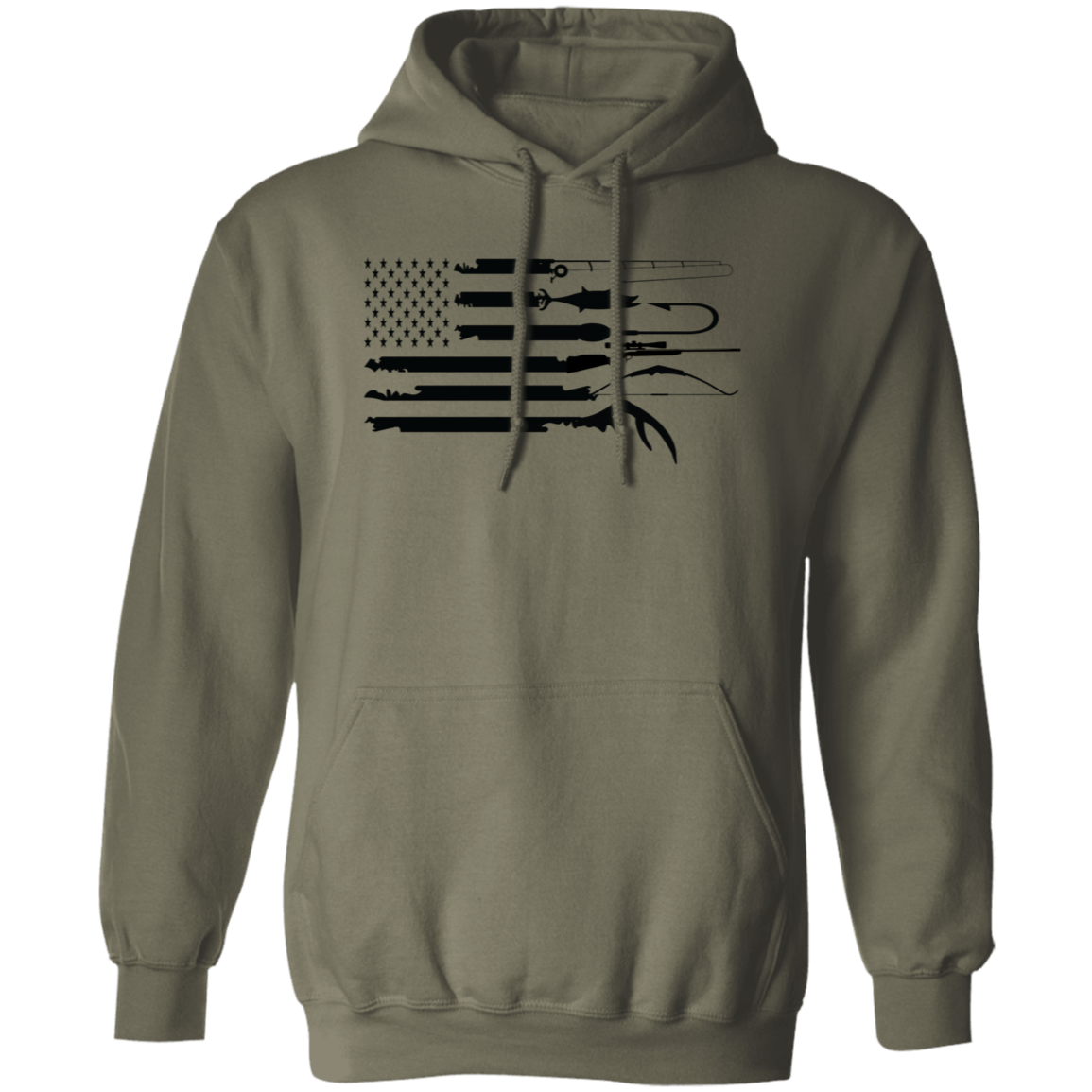 Fishing American Flag- Hoodie