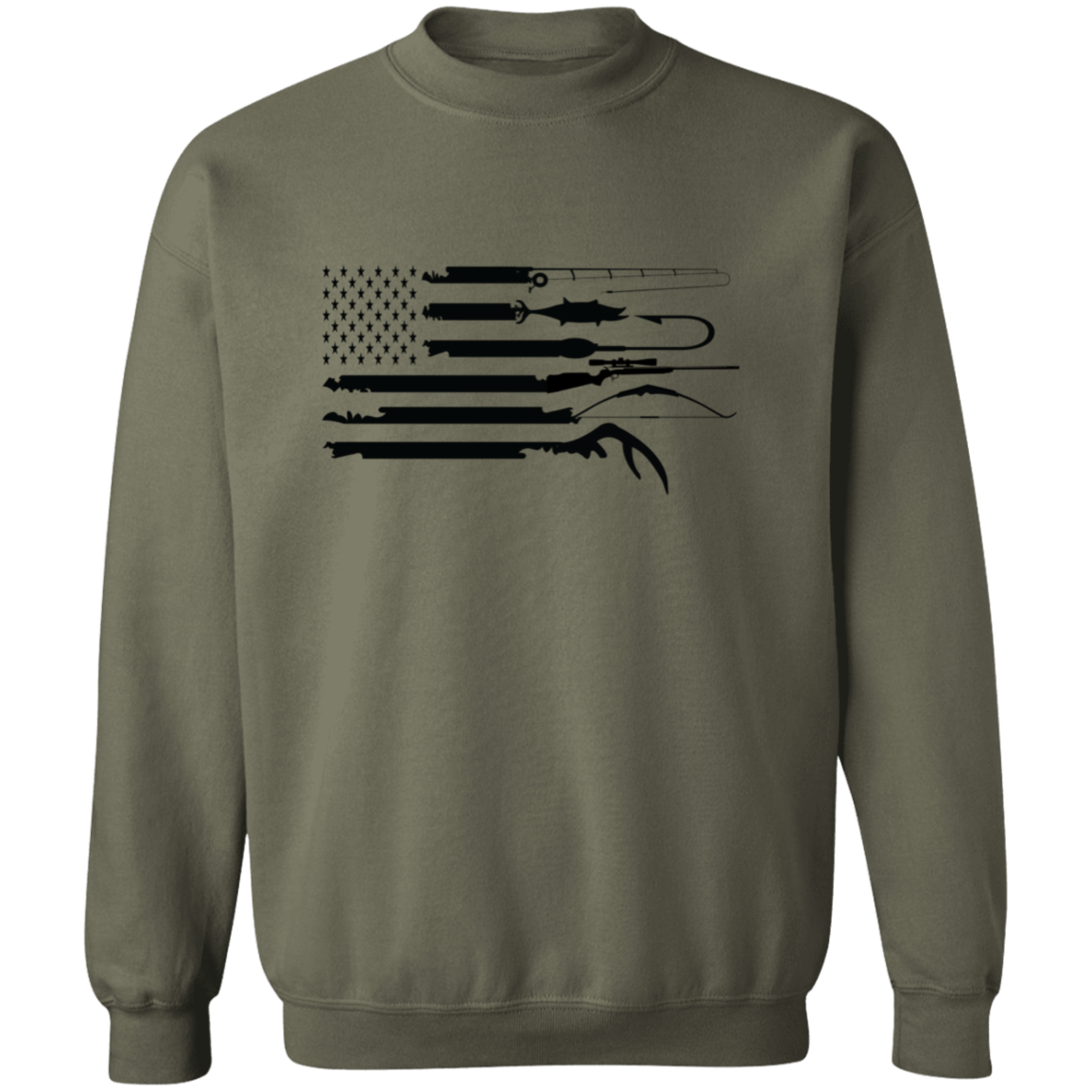 Fishing American Flag-Sweatshrt