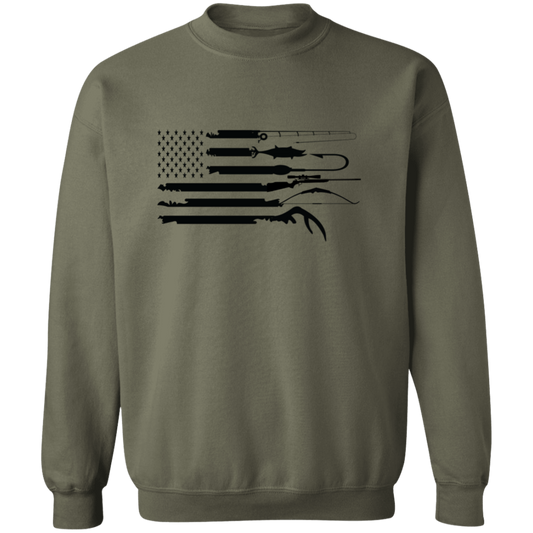 Fishing American Flag-Sweatshrt