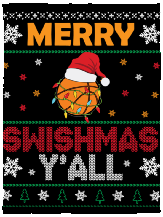MERRY SWISHMAS - PLUSH FLEECE BASKETBALL Blanket