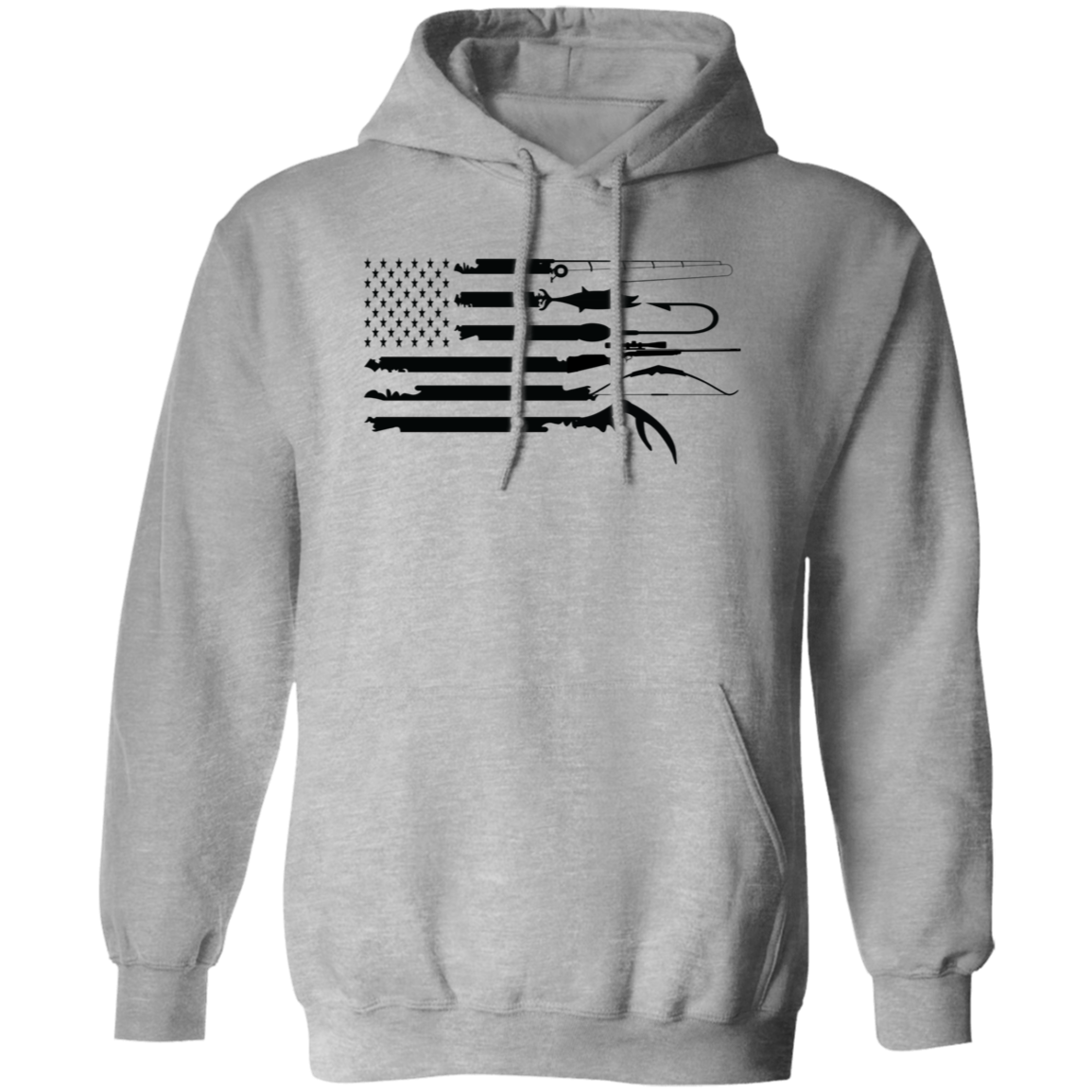 Fishing American Flag- Hoodie