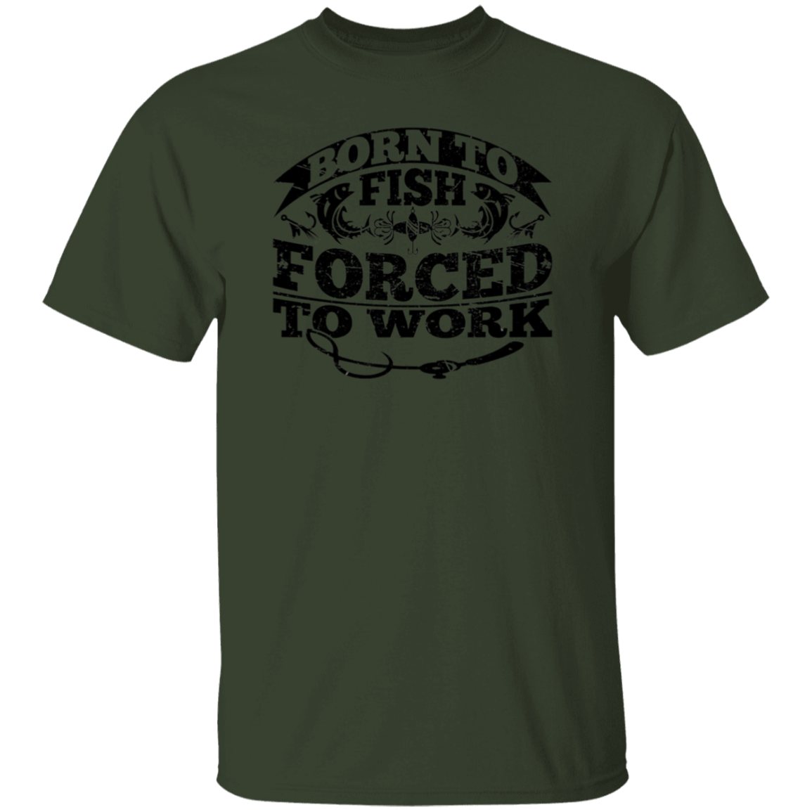 Born To Fish Forced To Work V2-T-Shirt