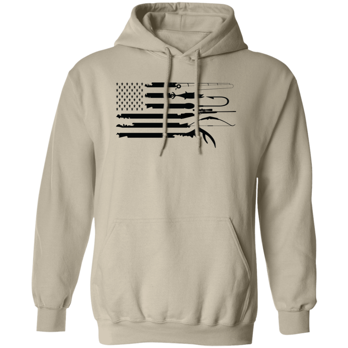 Fishing American Flag- Hoodie