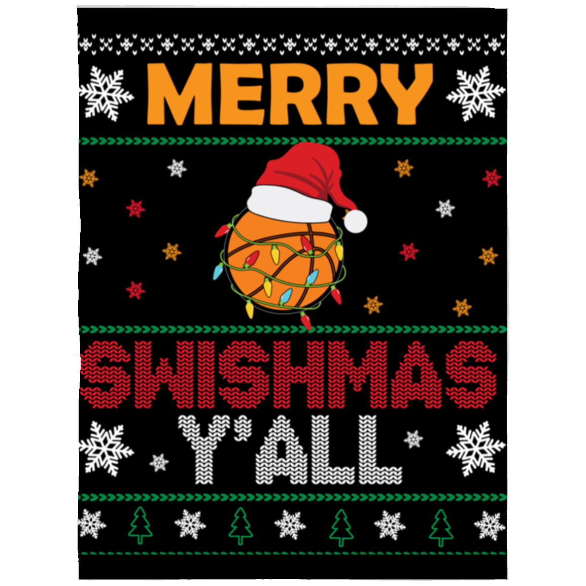 MERRY SWISHMAS - PLUSH FLEECE BASKETBALL Blanket