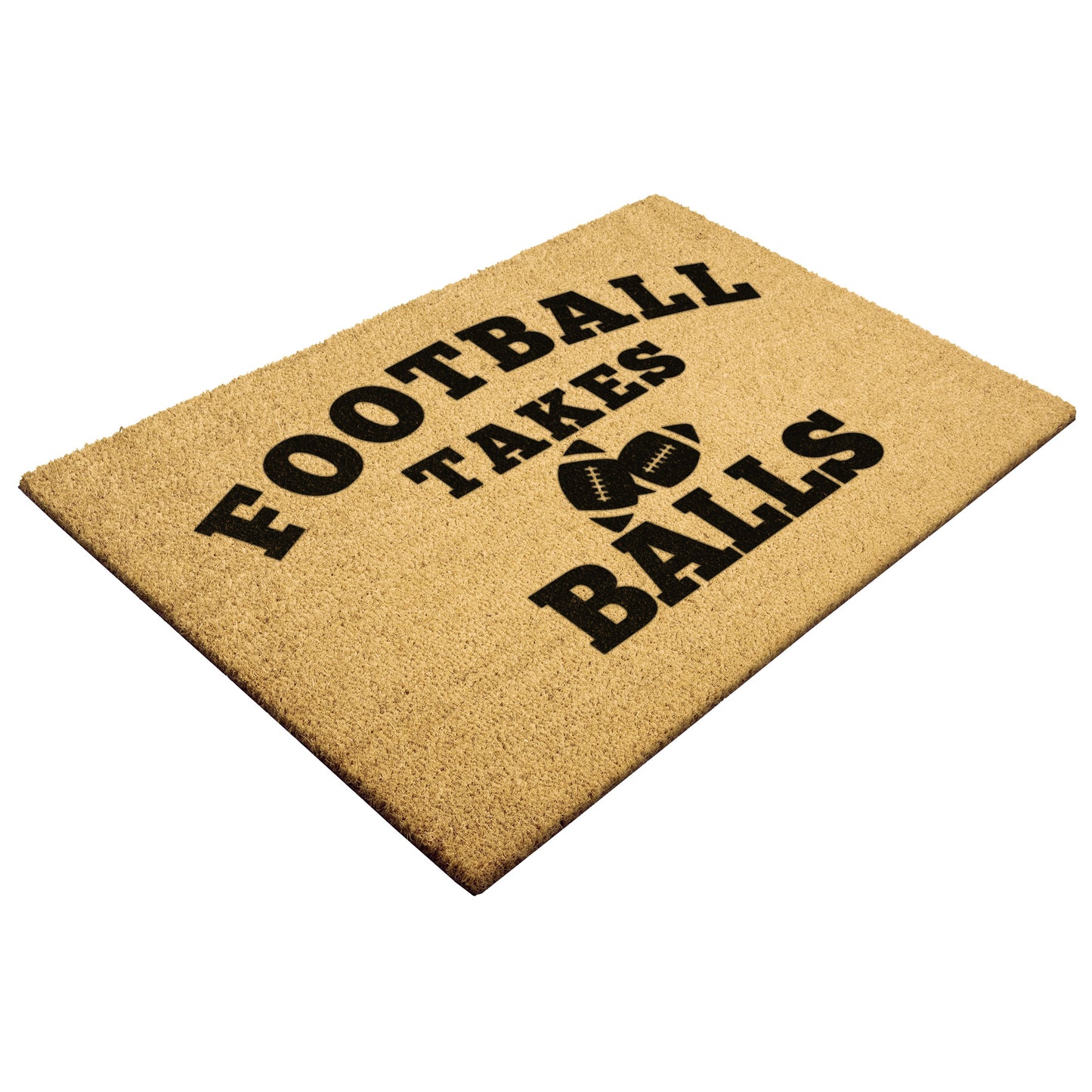 FOOTBALL TAKES BALLS-DOOR MAT