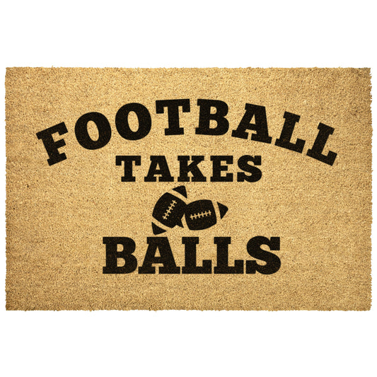 FOOTBALL TAKES BALLS-DOOR MAT