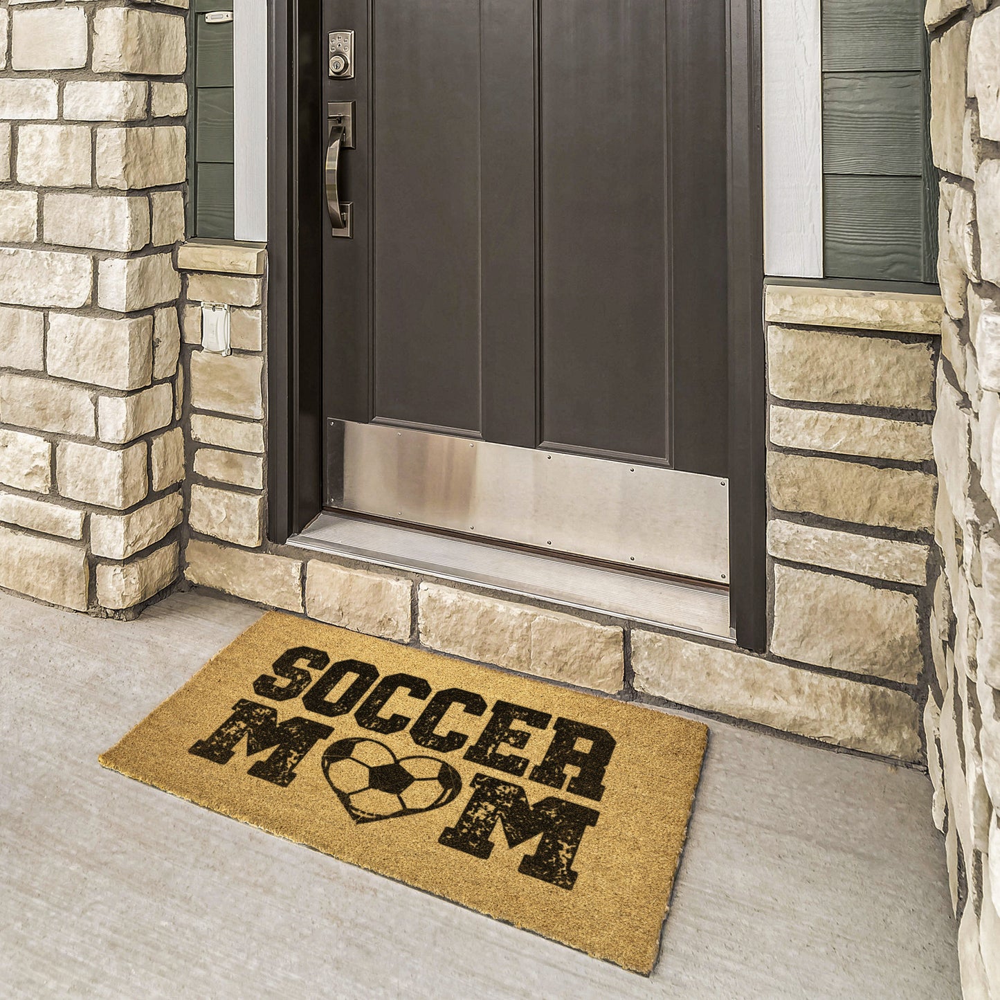 SOCCER MOM DISTRESSED LOOK-DOORMAT