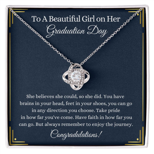TO A BEAUTIFUL GIRL ON GRADUATION DAY- LOVE KNOT NECKLACE
