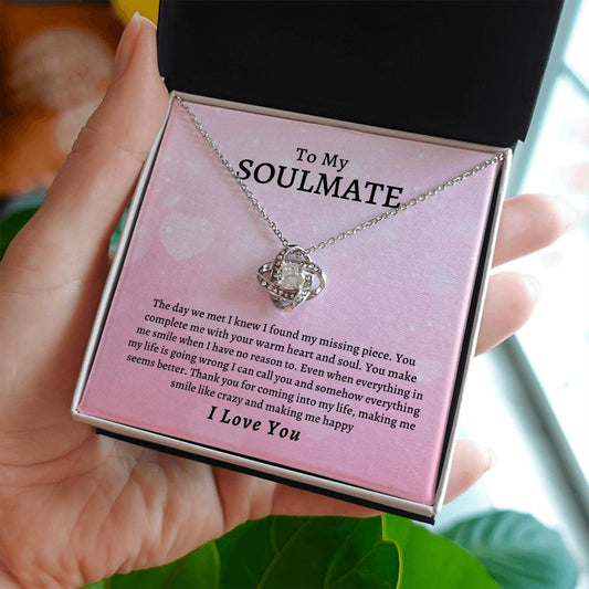 TO MY SOULMATE- THE DAY WE MET- LOVE KNOT NECKLACE