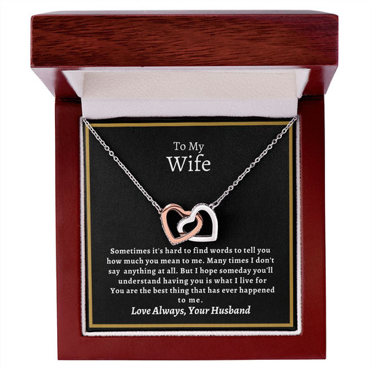 TO MY WIFE - IT'S HARD TO FIND THE WORDS - DOUBLE HEART NECKLACE